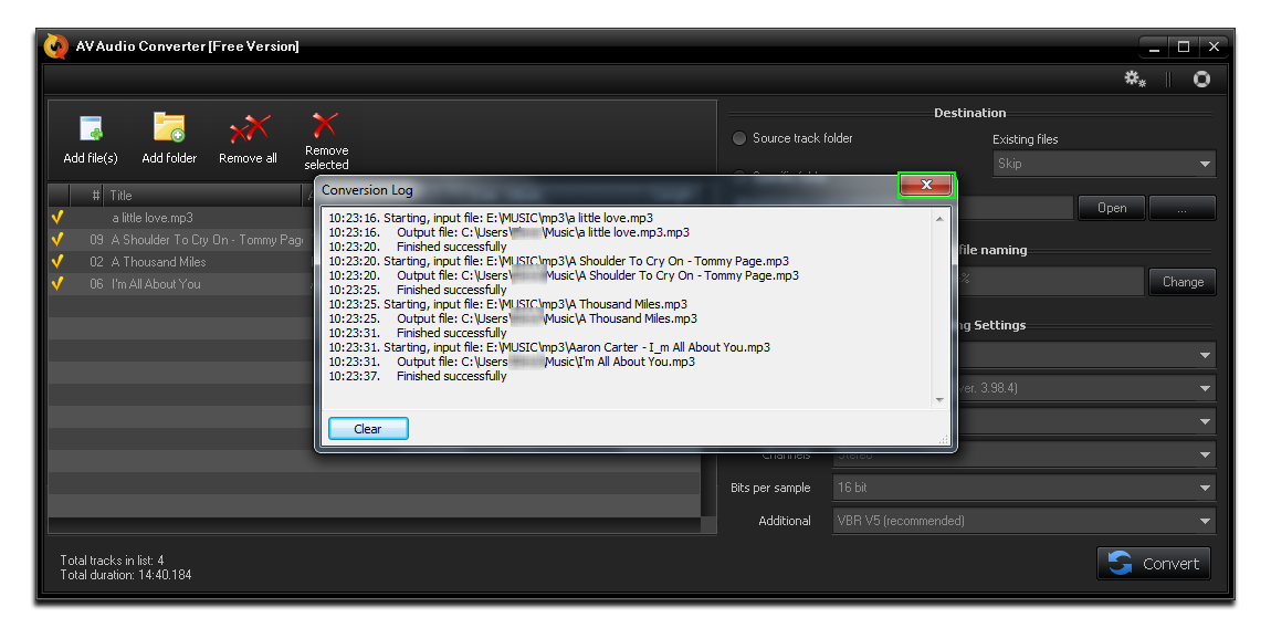 Close Conversion log